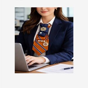 Luxe Statement Tie Necklace w/ Pearl & Crystal Brooch | Preppy